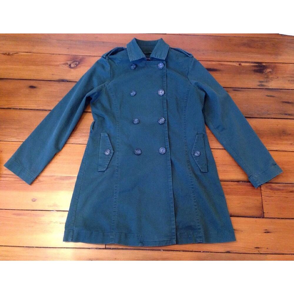American Eagle Outfitters Stretch Green Double Breasted Womens Coat Jacket L 40"